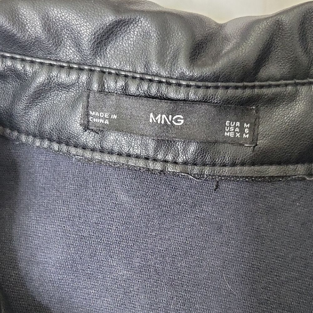 Mango Black Faux Leather Shirt Jacket - Picture 2 of 8